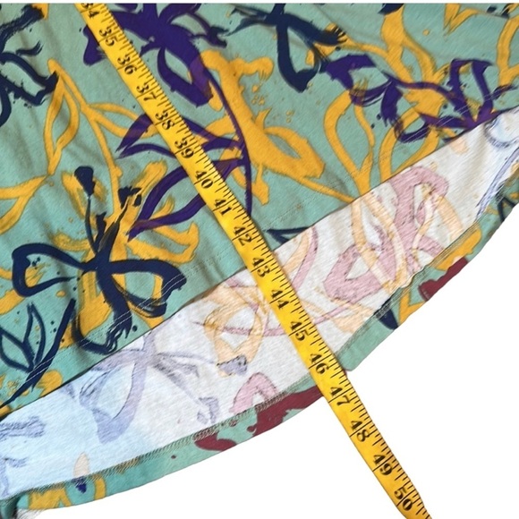 LOGO Lori Goldstein Green & Floral Jersey Knit Midi/ Maxi Dress Sz Sm Art 2 Wear - Picture 12 of 13